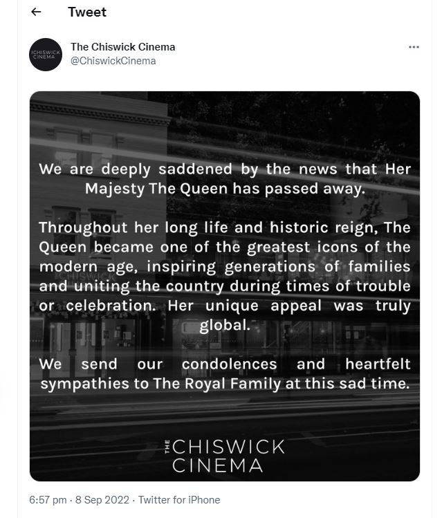Chiswick Cinema Twitter