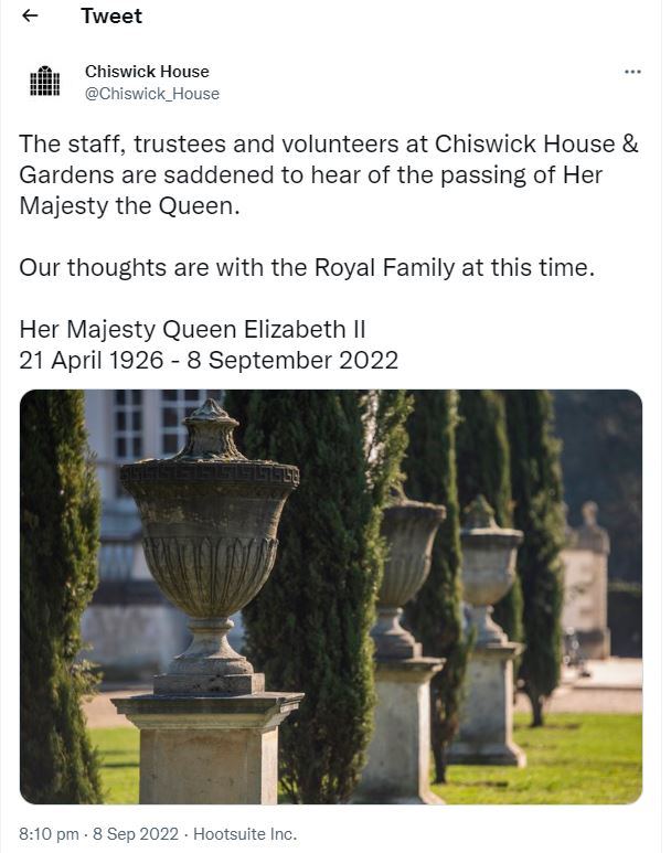 Chiswick House tweet