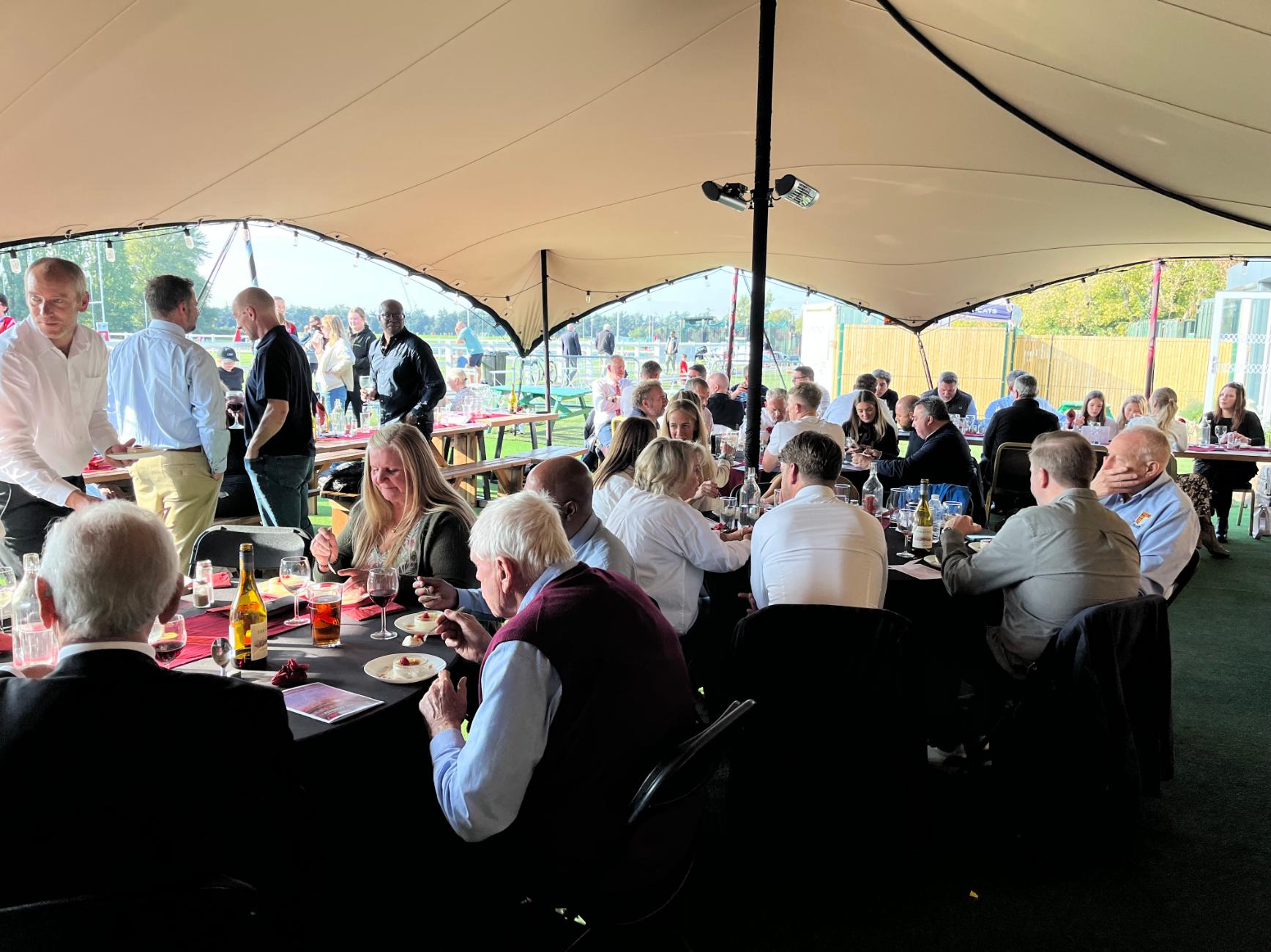 Lunch underneath the new awning