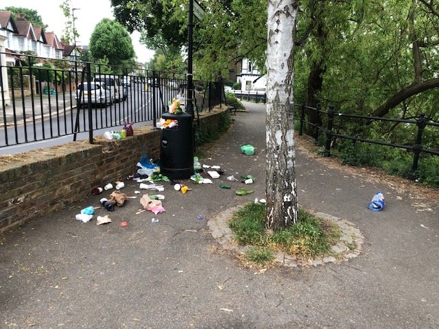 Overflowing bin - May Bank Holiday