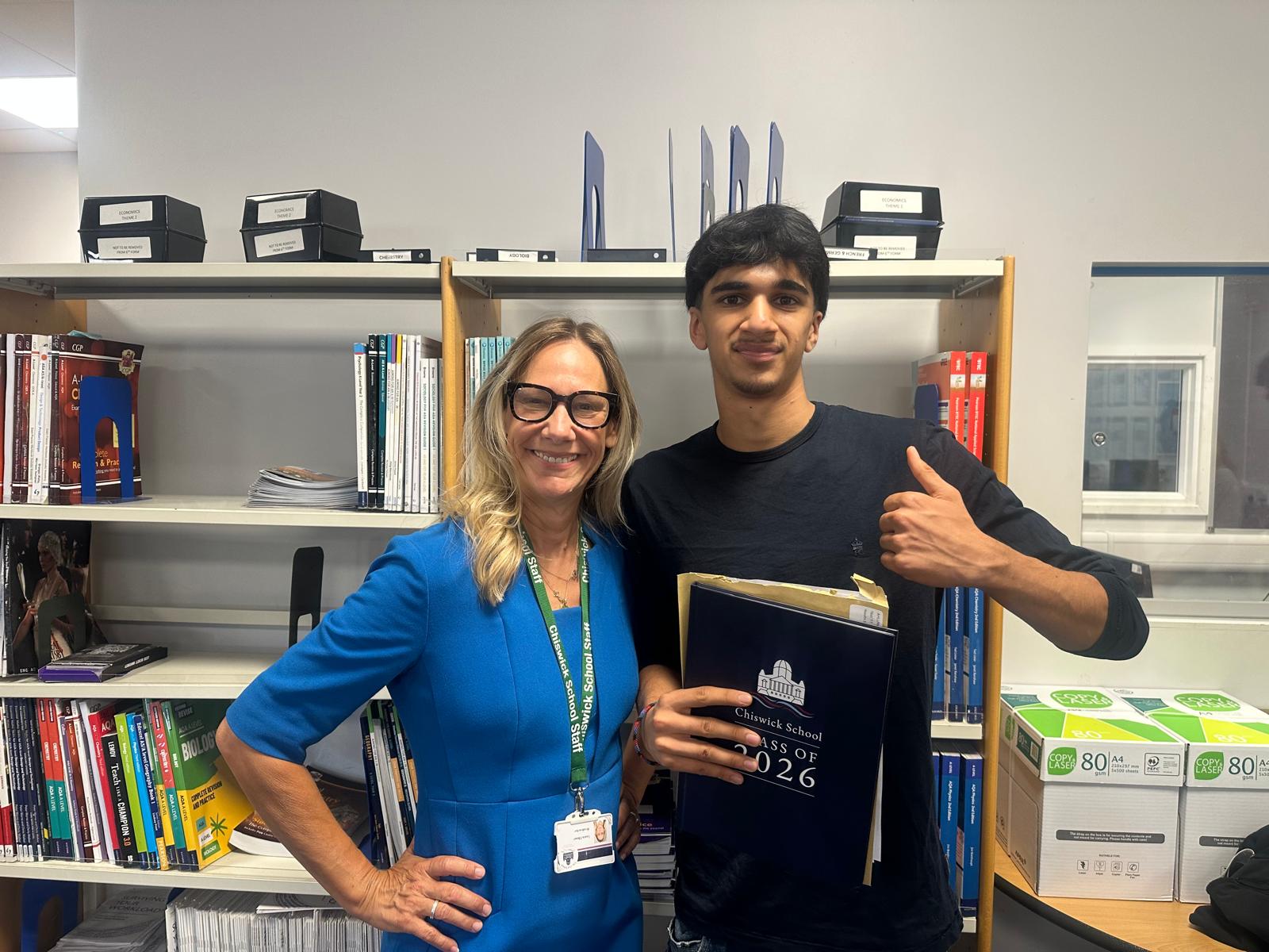 Chiswick School GCSE results - Dhyaan A 9,9,9,9,9,8,8,8,6,6
